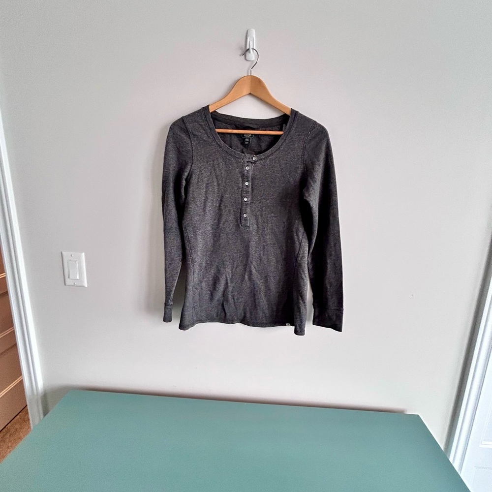 Gray Long Sleeve Henley Shirt